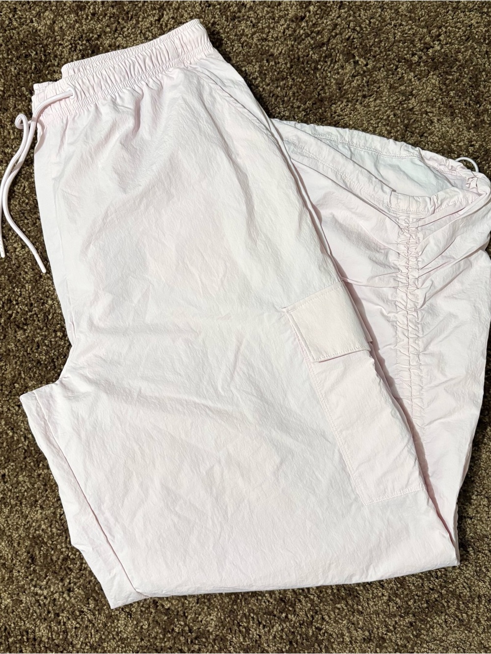 New Gilly Hicks Womens Cargo Pants Pink Wide Leg Elastic Waist Large
